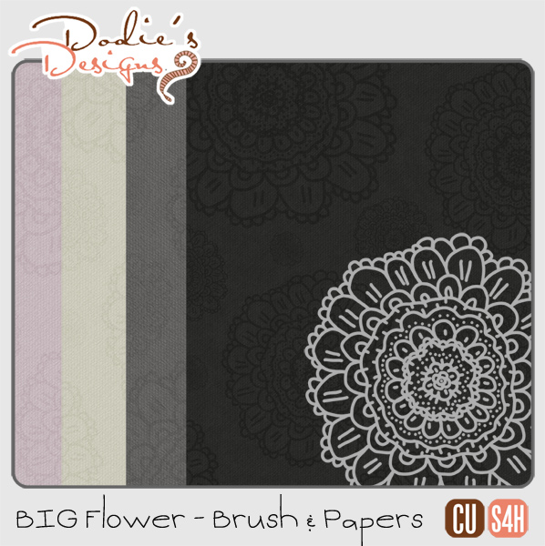 Big Flower Brush & 4 Papers {CU} {S4H} *Freebie*