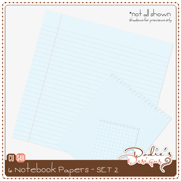 Notebook Style Lined Papers - Set 2